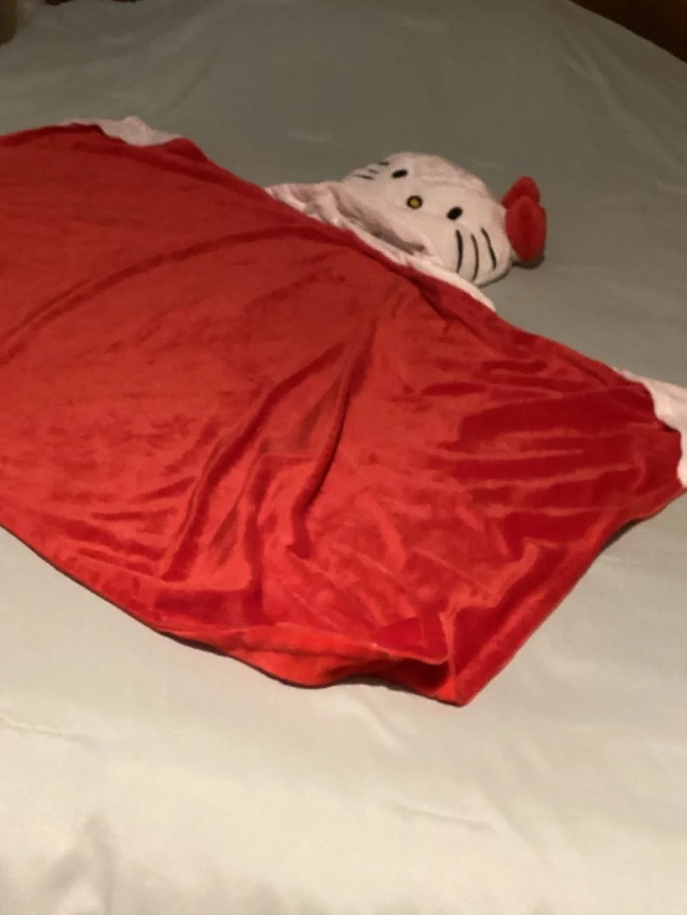Sanrio Hello Kitty Red Plush Hooded Throw with Bow